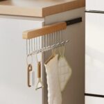 Homero No-Drill Wooden Pull-Out Sliding Closet Organizer-12 Hooks