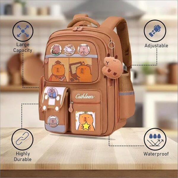 Korean Style Capybara Waterproof Kids School Backpack
