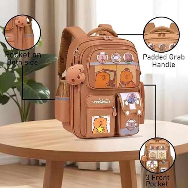 Korean Style Capybara Waterproof Kids School Backpack
